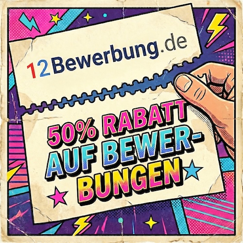 Ein Gutscheincode oder Rabattcode für 12Bewerbung.de im Popart-Stil