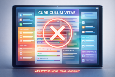 Schematische Darstellung eines Lebenslaufes der aufgrund von vielen visuellen Elementen nicht maschinenlesbar ist und abgelehnt worden ist.