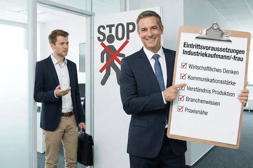 Foto zeigt einen Personaler der bei der Industriekaufmann/-kauffrau Bewerbung genau hinschaut. Er hat eine Checkliste in der Hand und achtet auf die korrekte Erfüllung der Anforderungen an Lebenslauf und Anschreiben.