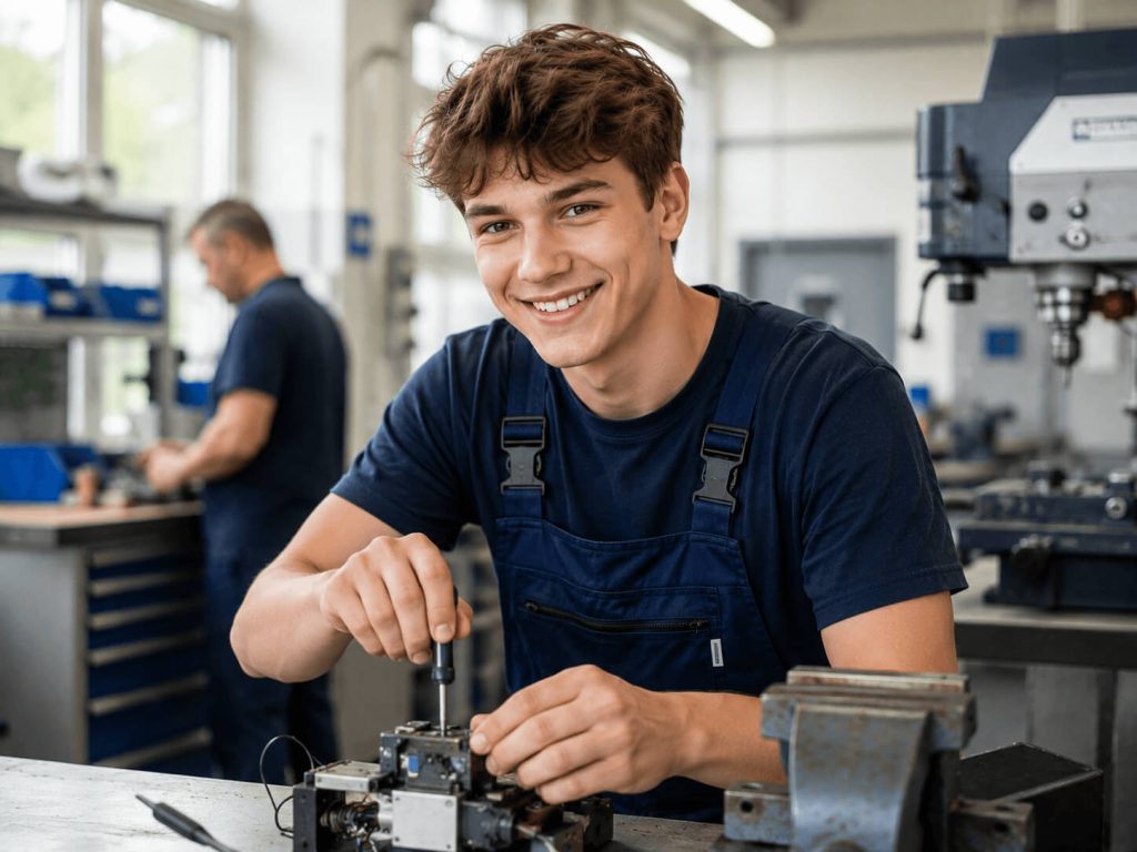 Schüler beim Praktikum im Ausbildungsbetrieb - erster Schritt in die Arbeitswelt
